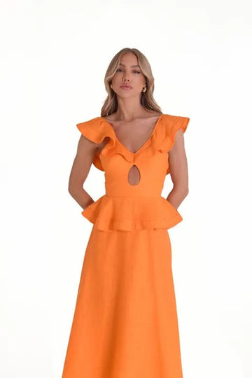 FABULOUS AGILITÀ - Vestido Midi Miranda Tangerina Laranja